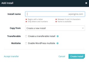 Screenshot of WP Engine User Portal Add Install